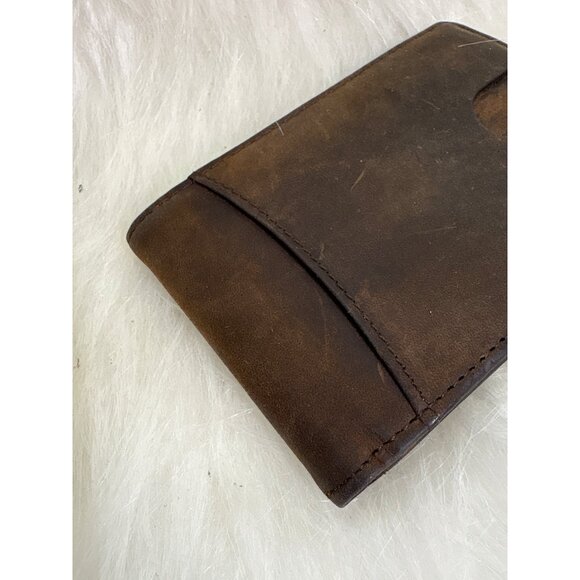 Serman Brands Brown Leather Minimalist Wallet With ID Window & Card Slots - Picture 3 of 8